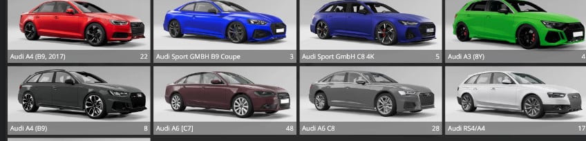 Audi Car Pack 7+ Cars.